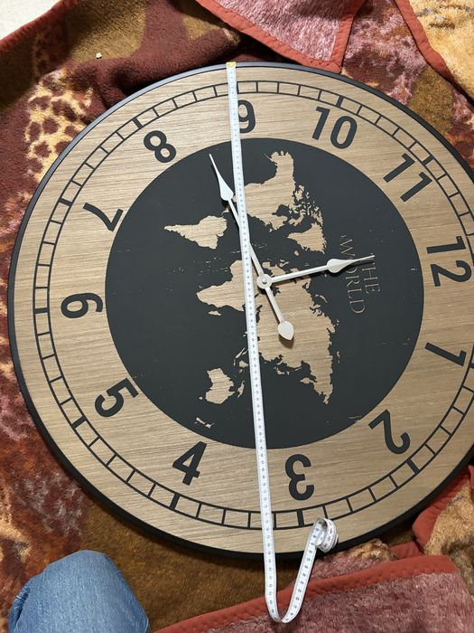 Relógio Mapa Mundo estilo madeira para parede