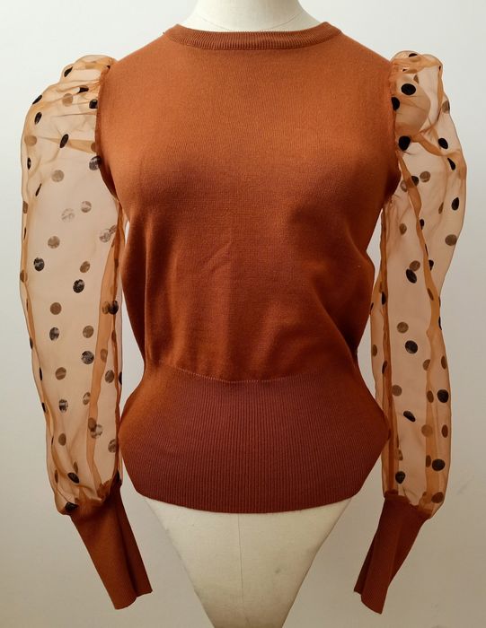 Camisola camel com mangas transparentes Golden Days