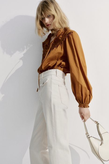 Бавовняна блуза з вишивкою H&M