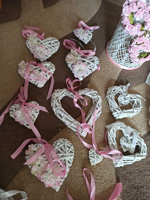Lampion i serduszka, zestaw ozdób na chrzest lub komunię