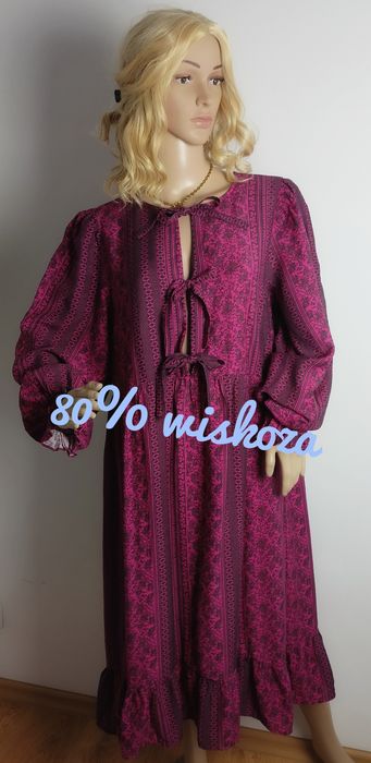 Sukienka maxi M/L wiskoza długa amarantowa Boho