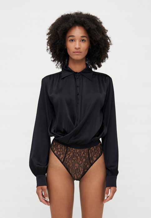 Kiki De Montparnasse 38 M Czarne Eleganckie Jedwabne Body D2456