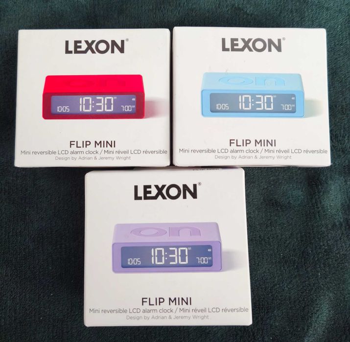 Budzik dwustronny Lexon Flip Mini z USB-C akumulatorowy mały różne kolory - Nowy -
