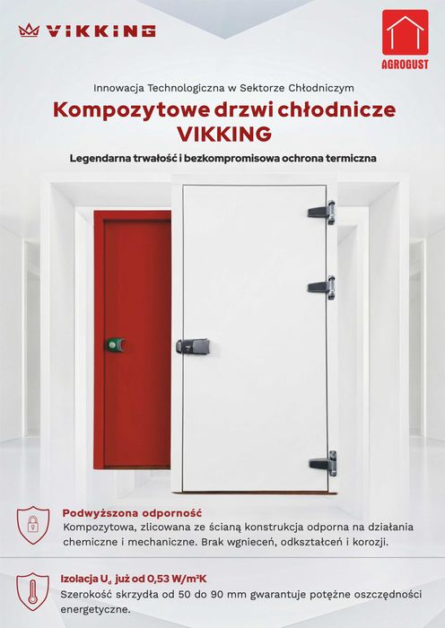Drzwi chłodnicze zlicowane ze ścianą -kompozytowe