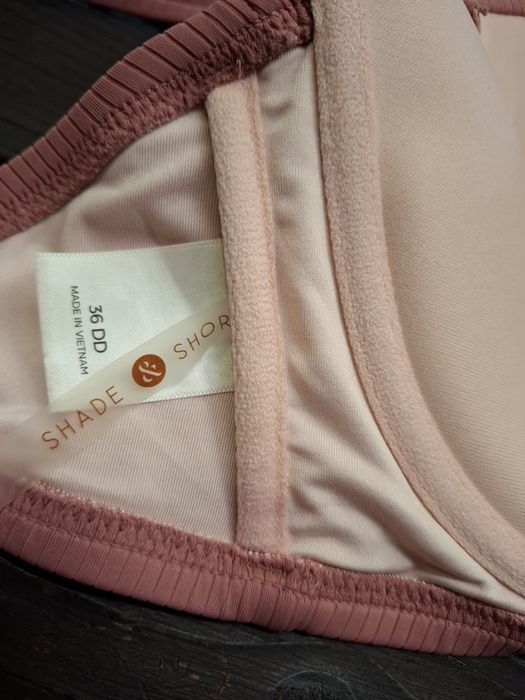 Shade shore damski 80D biustonosz bikini różowy prążkowany push up letni