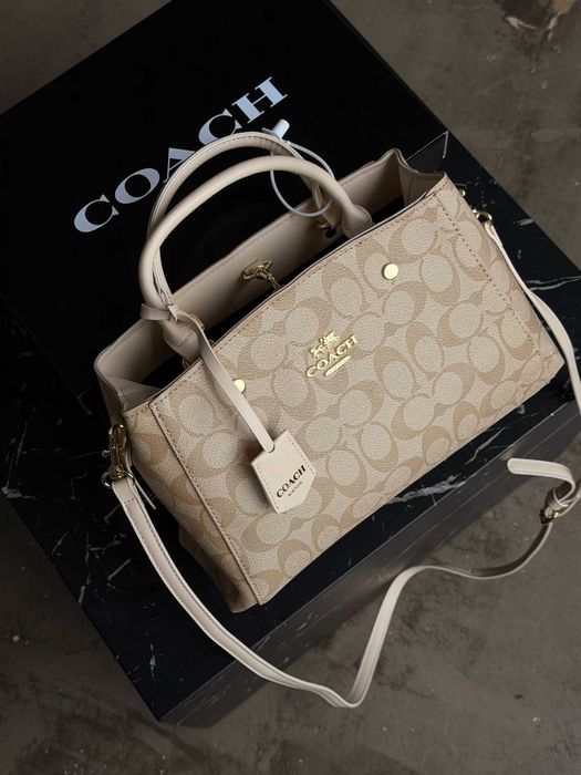 Сумка жіноча Coach через плече коричневий, чорний, бежевий