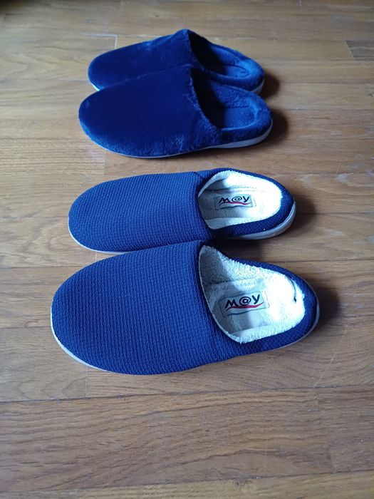 2 pares de chinelos/pantufas azuis escuros (36)