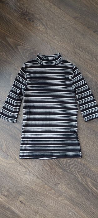 Bluzka damska obcisła w paseczki czarno - białe Zara XS