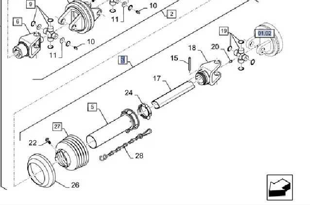 Wałek WOM NEW HOLLAND BR560, BR6090, ROLL-BAR 125 , 8482,0907