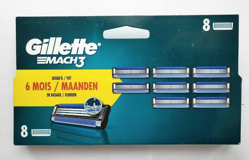 Gillette Mach3 леза для гоління упаковка 8 штук. Оригінал