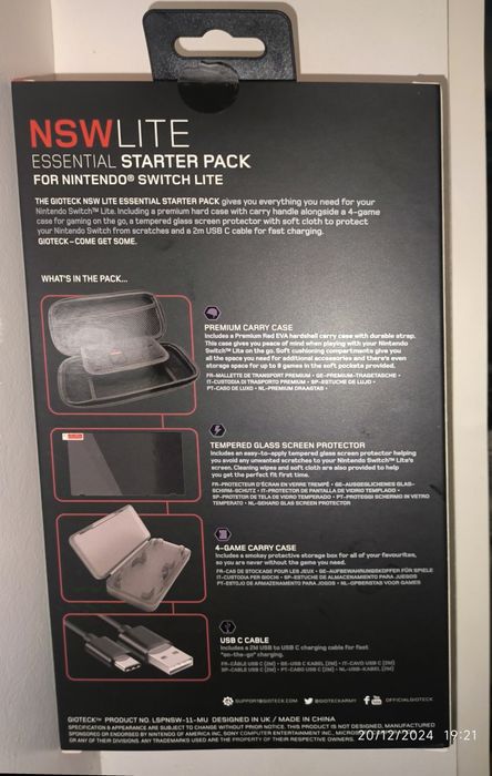 NOVO! Nintendo switch Lite Estojo vermelho c divisórias e acessórios