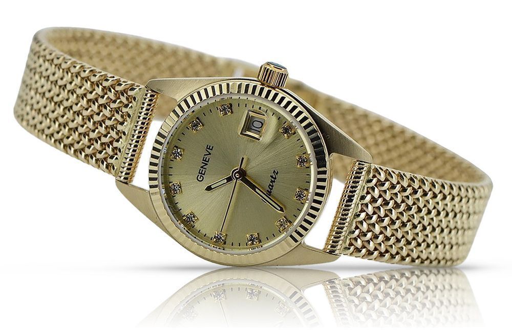 Złoty zegarek damski 14k 585 z bransoletą Geneve lw020ydyz&lbw003y Kraków biżuteria