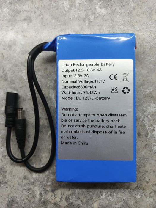 літій-іонний (Li-ion) акумуляторний блок універсальний модель DC 12V-Li-Battery