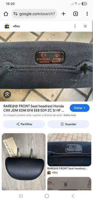 Honda Crx 2 x encostos curtos Bancos Raro +  bancos tecido
