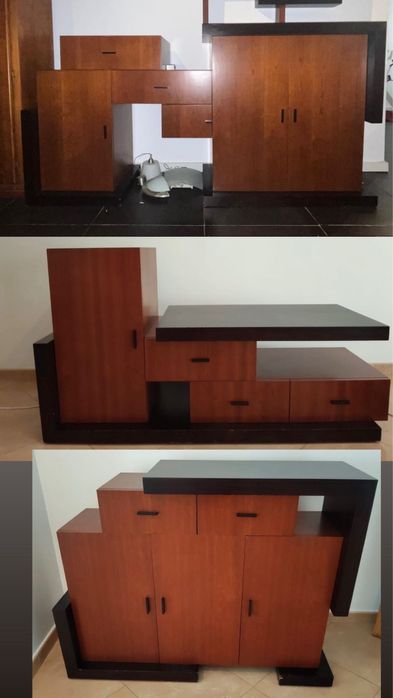 Conjunto de dois aparadores e um movel de tv em wengue