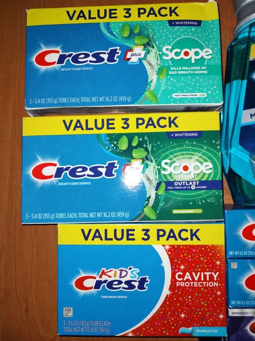 Crest Крест зубна паста Tartar Cavity 3d white scope ополіскувач mint