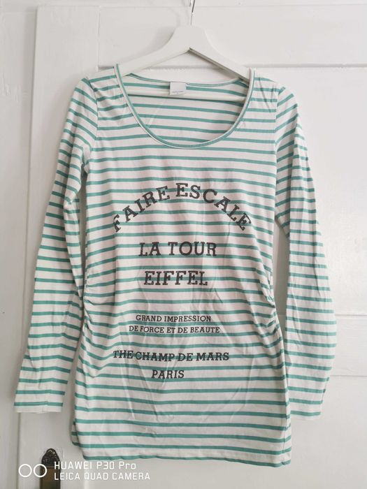 Bluzka ciążowa zielone paski r.40/L mama-licious