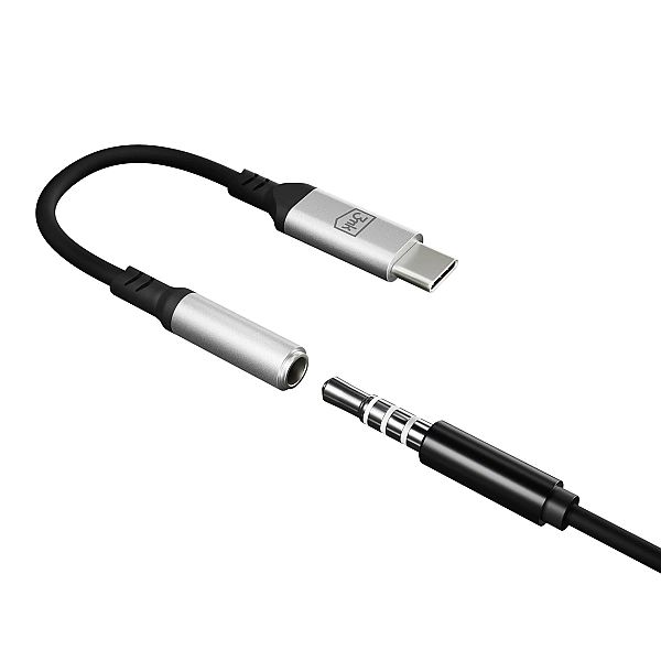 Adapter 3mk USB-C - minijack 3.5 mm - srebrny