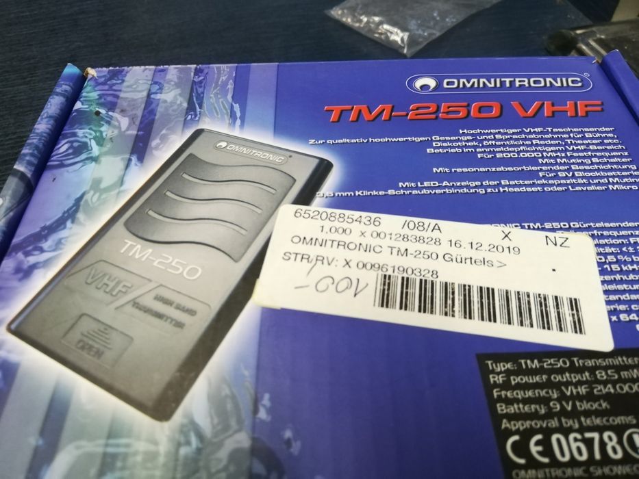 Przypinany mikrofon głosowy Omnitronic TM-250 Typ transmisji: radio