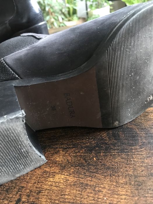 Botki Badura czarne skóra 100% zamsz croco 38