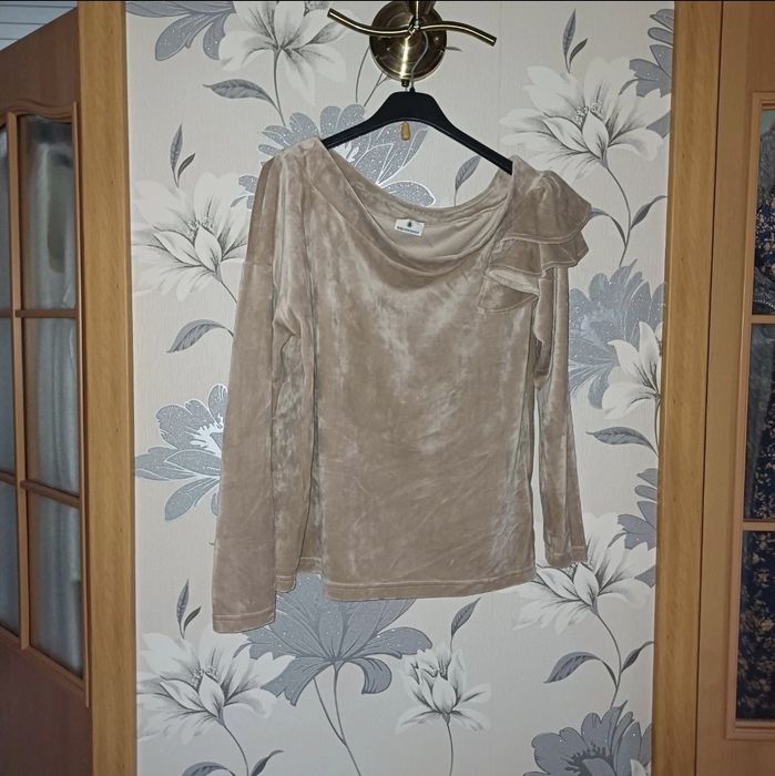 Bluza welurowa beżowa Balanciaga