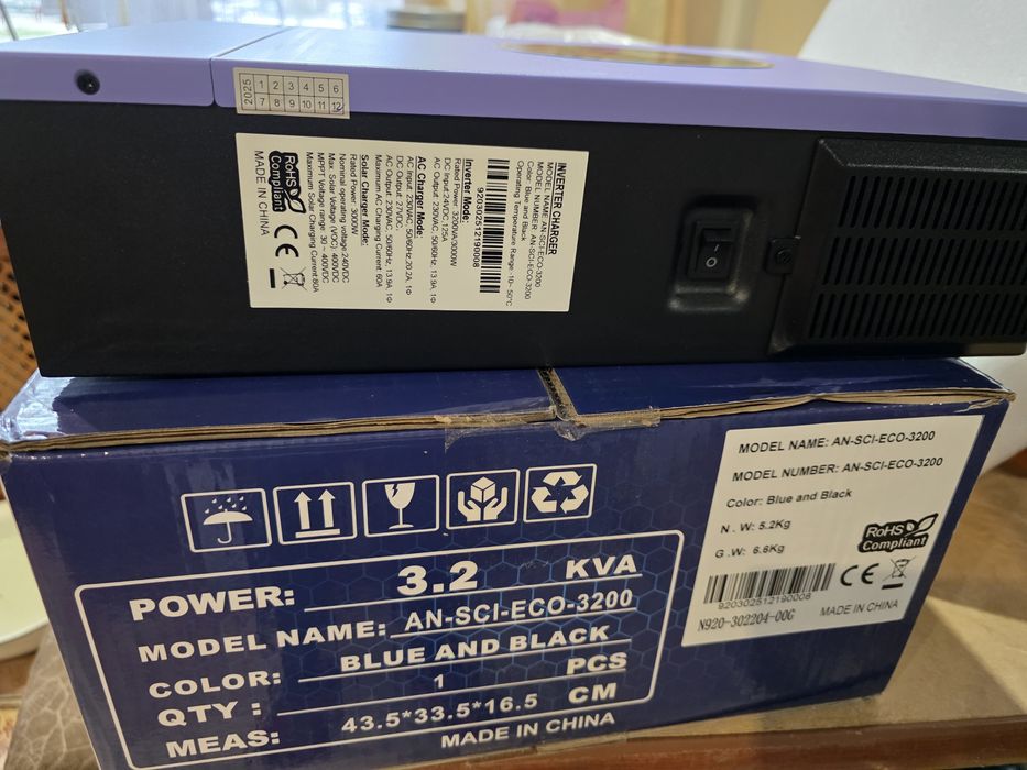 24V 3200W Гібридний інвертор 3.2 KW  3 квт 220V батарей Lifepo4 Lition
