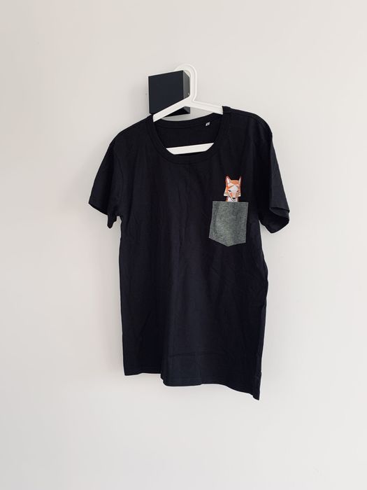 Koszulka tshirt pokety kieszonka basic czarna wzór