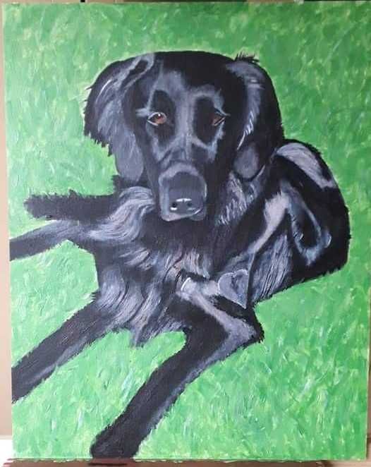 Portret psa i kota malowany na płótnie