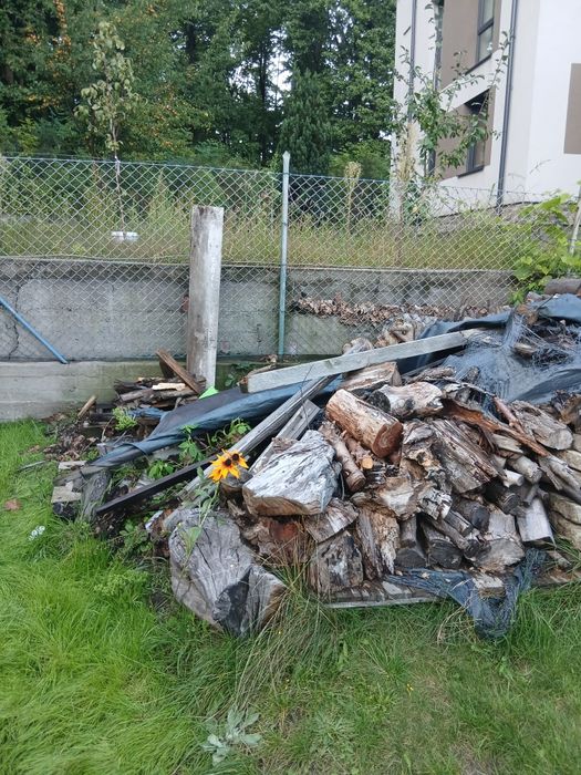 Drewno na opał + kilka płyt betonowych