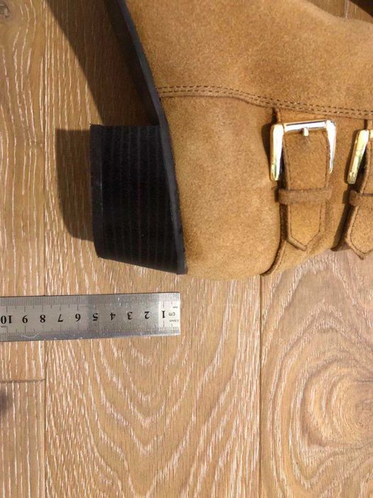 Тренд сезона-замшевые казаки женские,  рыжие, натуральный замш, р.38