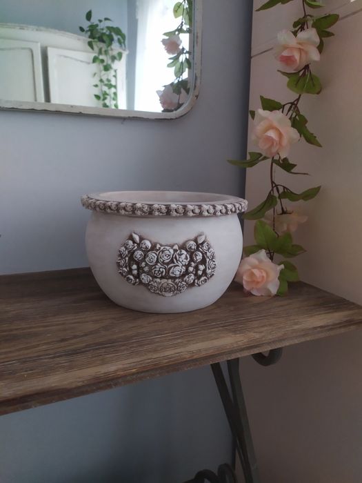 Doniczka ceramiczna,  donica, shabby chic, prowansalska, farmhouse