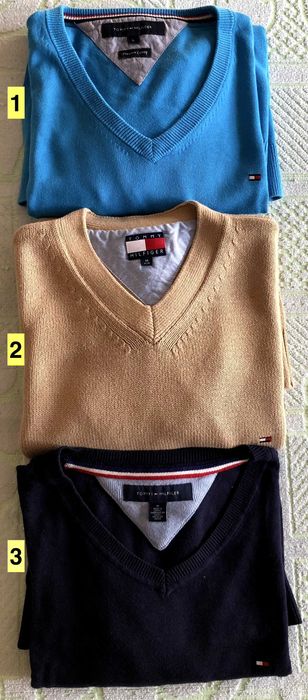 Tommy hilfiger V-neck джемпери чоловічі вживані 100%бавовна M/L розмір