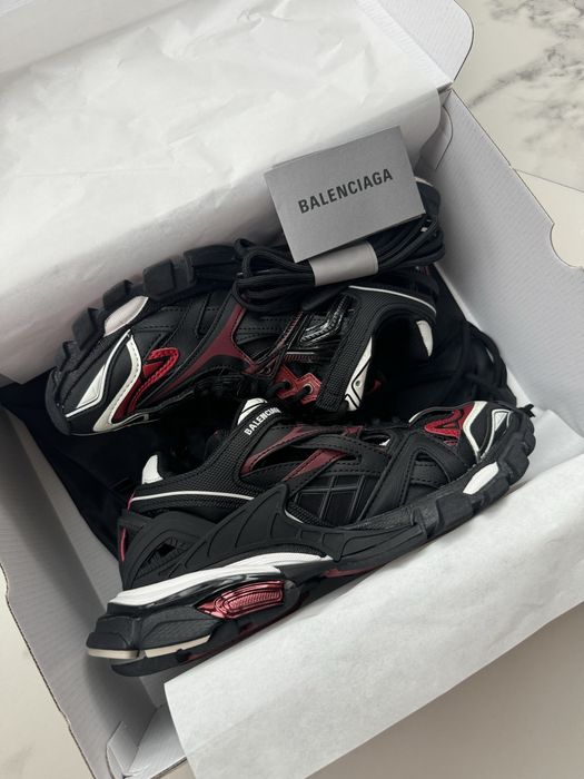 (36-45) Топові кросівки Balenciaga Track 2.0 Black/Red беленсіага