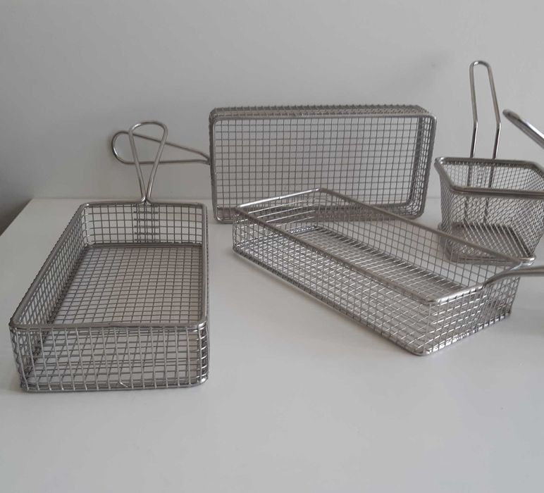 6 Cestas Pequenas Aço Inox Novas p/ Fritadeira