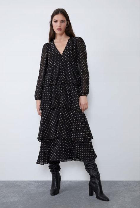 Zara sukienka z falbanami 38 r
