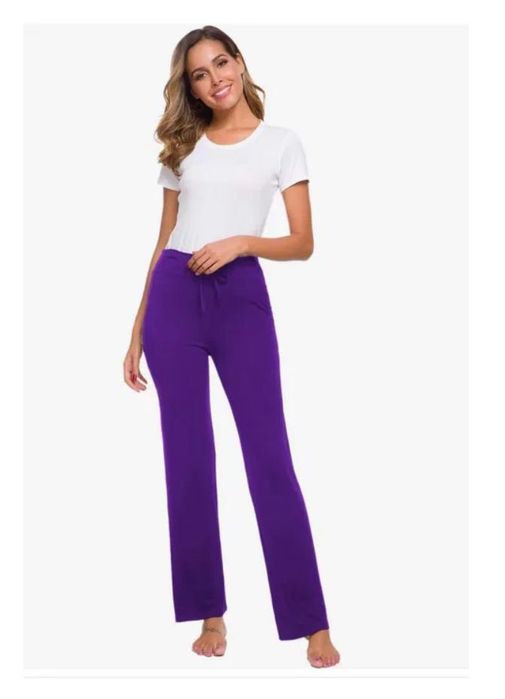 Spodnie do jogi szare i fioletowe