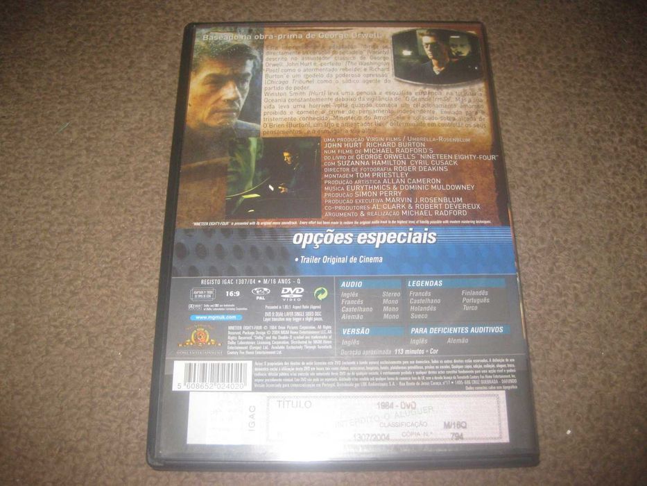 DVD "1984" com John Hurt/Raro!
