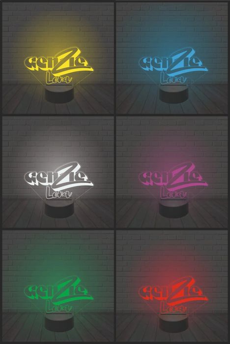 Lampka nocna genzie prezent imię LED 3d ekipa genziara