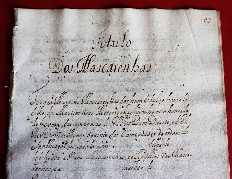 Título dos Mascarenhas S.XV linhagens estudadas por Sisto Tavares