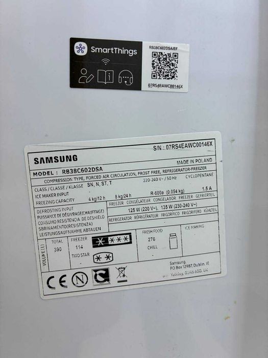 Frigorifero Combinato Samsung EcoFlex AI 2m 390L RB38C602DSA