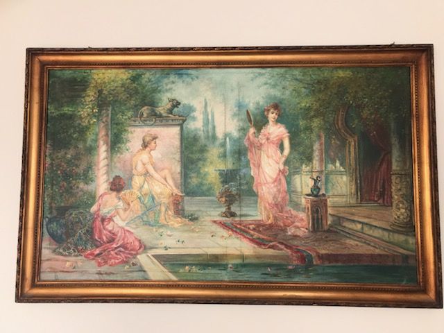 obraz olejny na płótnie XIX wiek 81x130cm