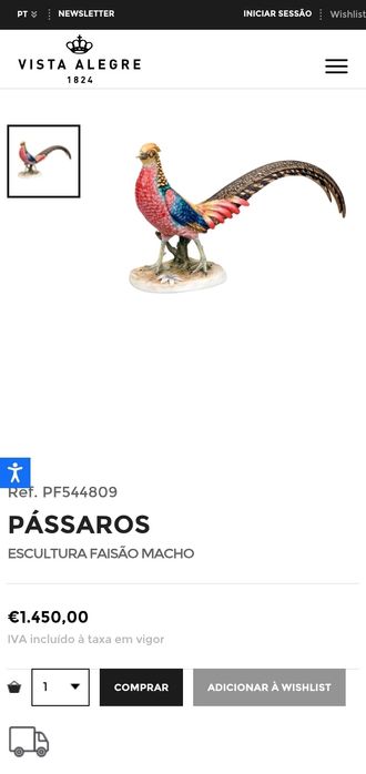 Esculturas de Faisão Macho e Faisão Fêmea Pássaros - Vista Alegre