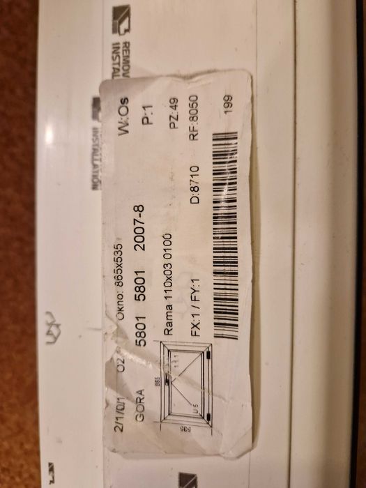 Okno plastikowe 687x357 nowe, dwuszybowe, piwniczne, garażowe