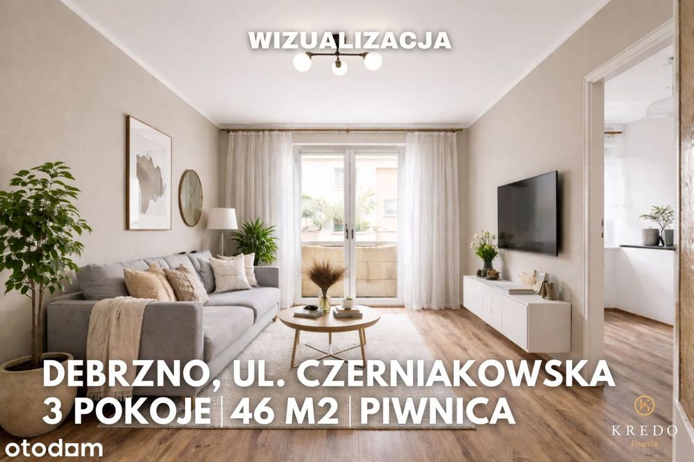 3 pokojowe | 3 piętro | 46 m² | Debrzno, ul. Czerniakowska