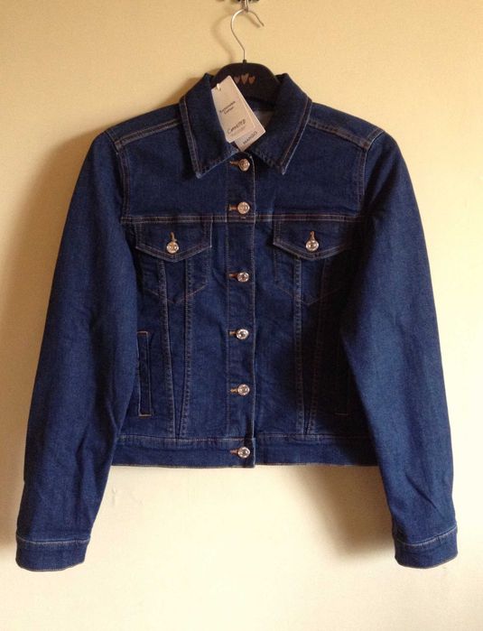 Джинсовая куртка джинсовка темно-синяя Mango