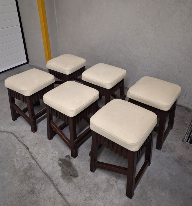 Pack 2 Bancos Maciça com Estofo branco