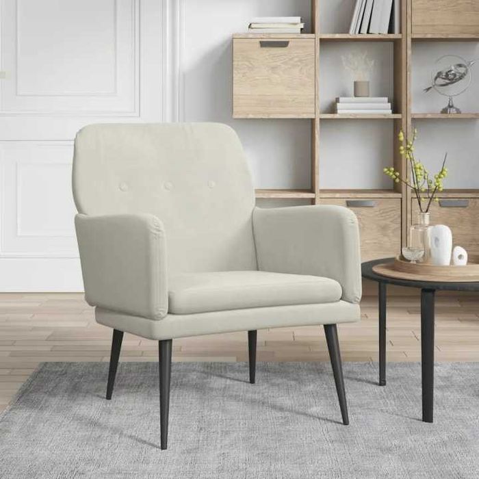 Fotel obity aksamitem kremowy 62x79x79 cm vidaXL
