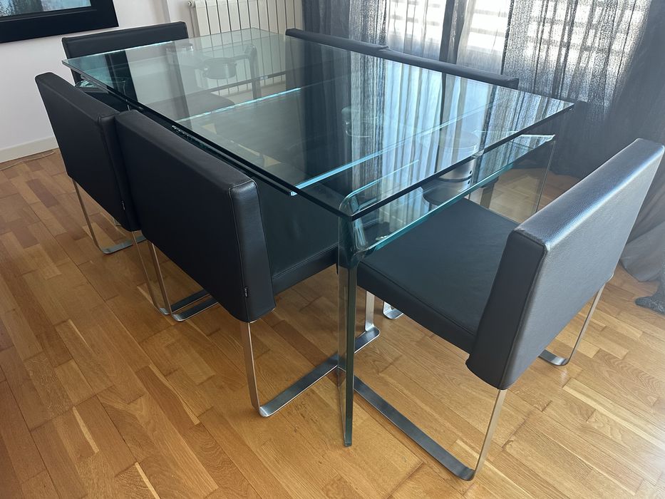 Mesa jantar extensivel - vidro temperado - Fiam Ray Plus
