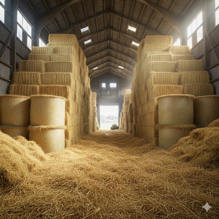 Солома в квадратных тюках