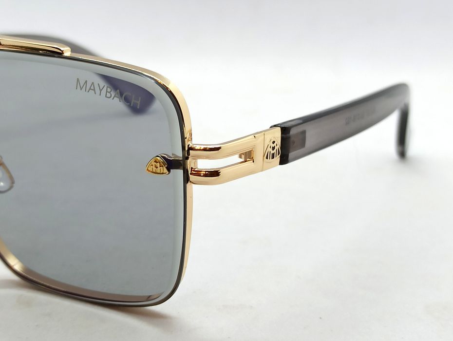Maybach очки брендовые мужские серые в золотом металле с зерк напылен